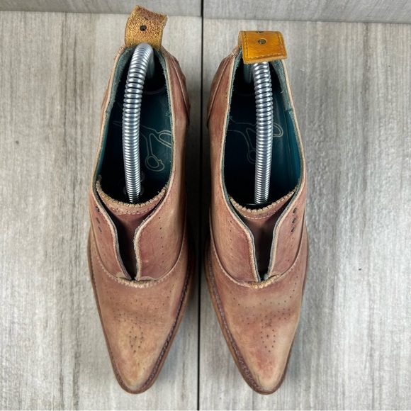 PS Kaufman Rustic Tan Leather Heeled Western Oxford Ankle Booties Women’s Size 6 - Picture 6 of 10